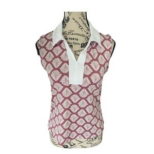 Sigrid Olsen Golf & Tennis Sleeveless Seashell Print Polo Top NWT Size S
